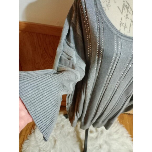 A Love Story Women's Sweater Plus Sz 3X 3/4 Sleeve Sparkle Ribbed Soft NWT - Picture 4 of 9